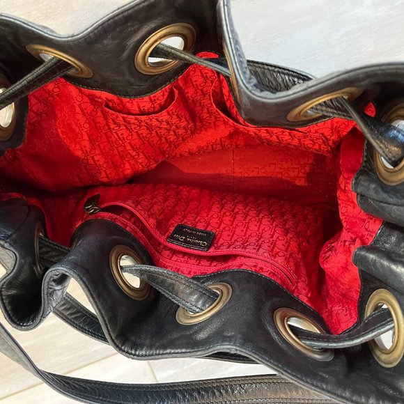 CHRISTIAN DIOR Vintage Large Cannage Drawstring Bag - Picture 6 of 9